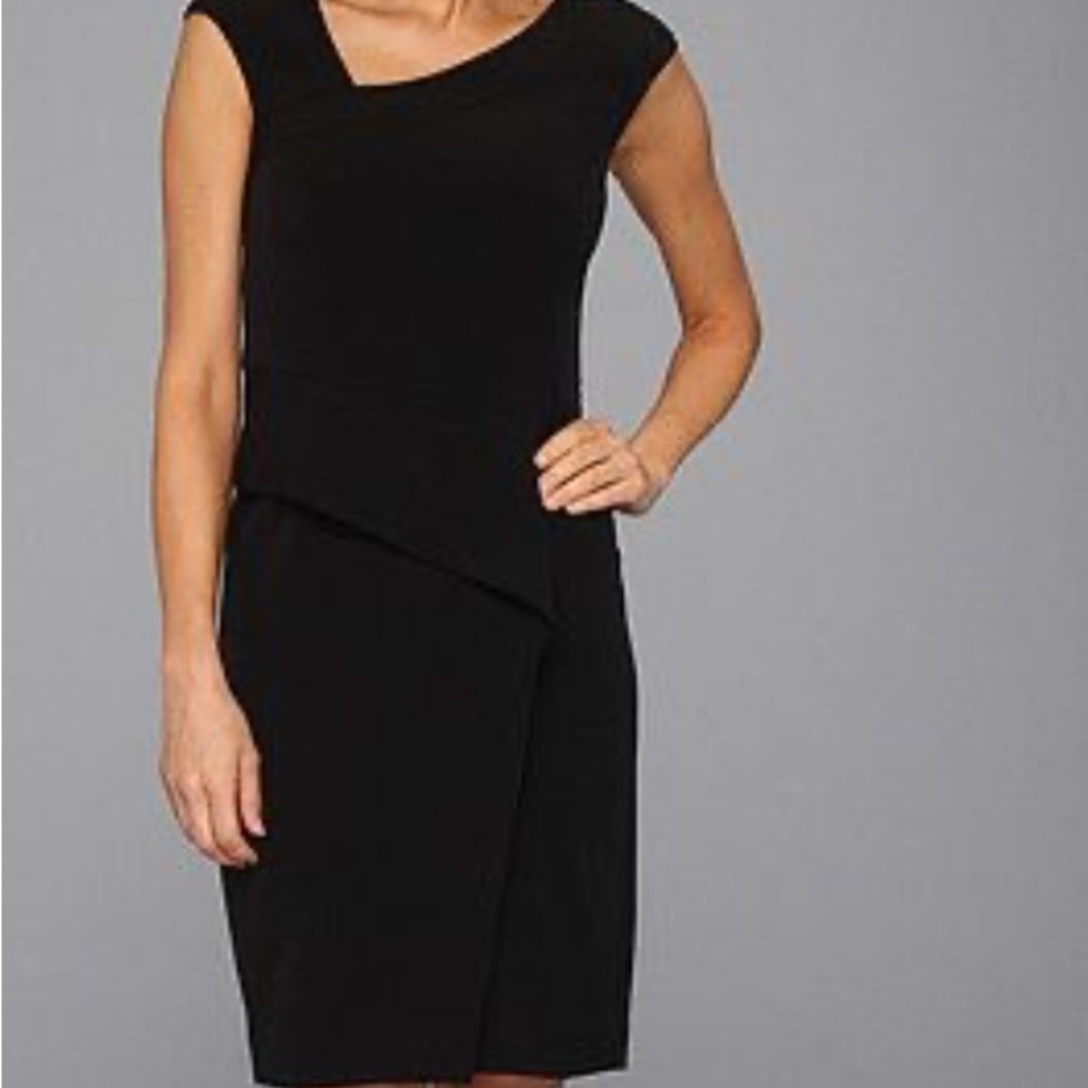 Nine West Black Sheath Mini Dress Scoop Neck